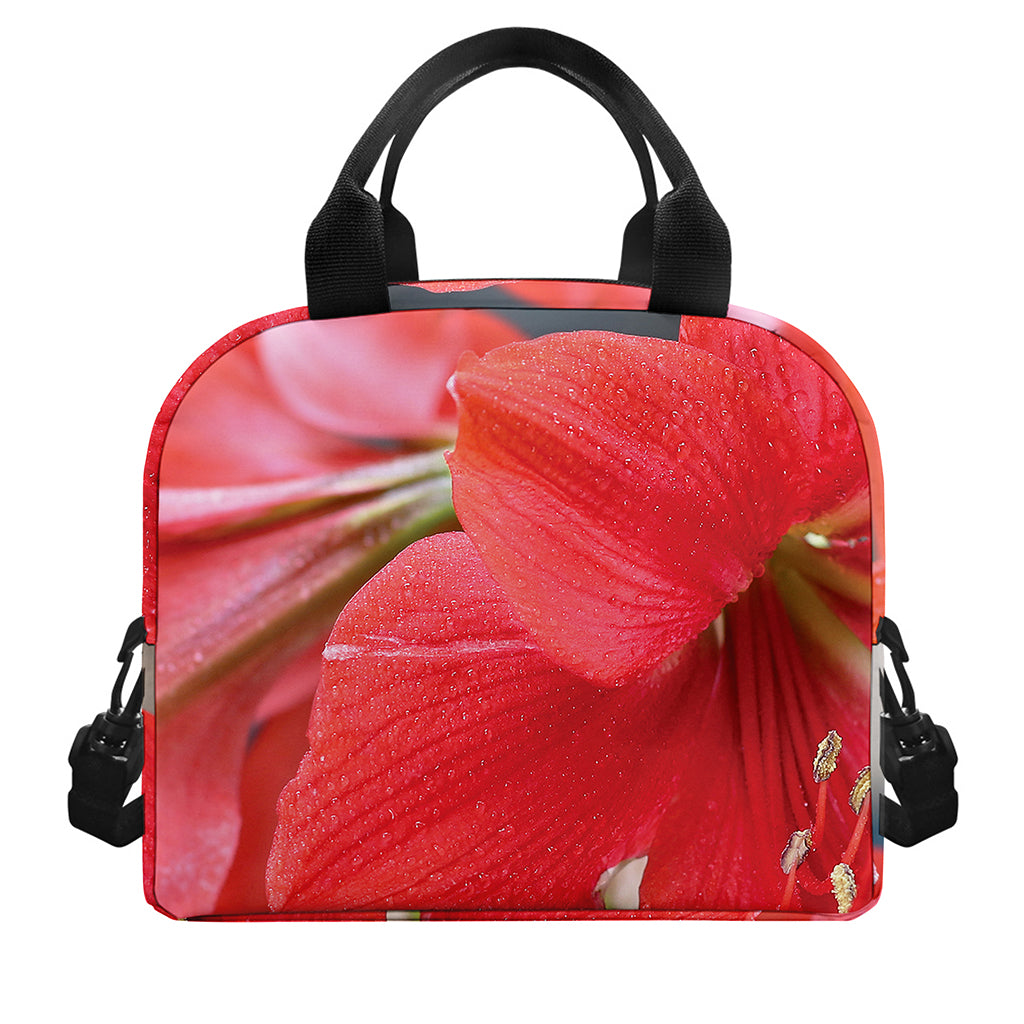 Blooming Amaryllis Print Insulated Lunch Bag