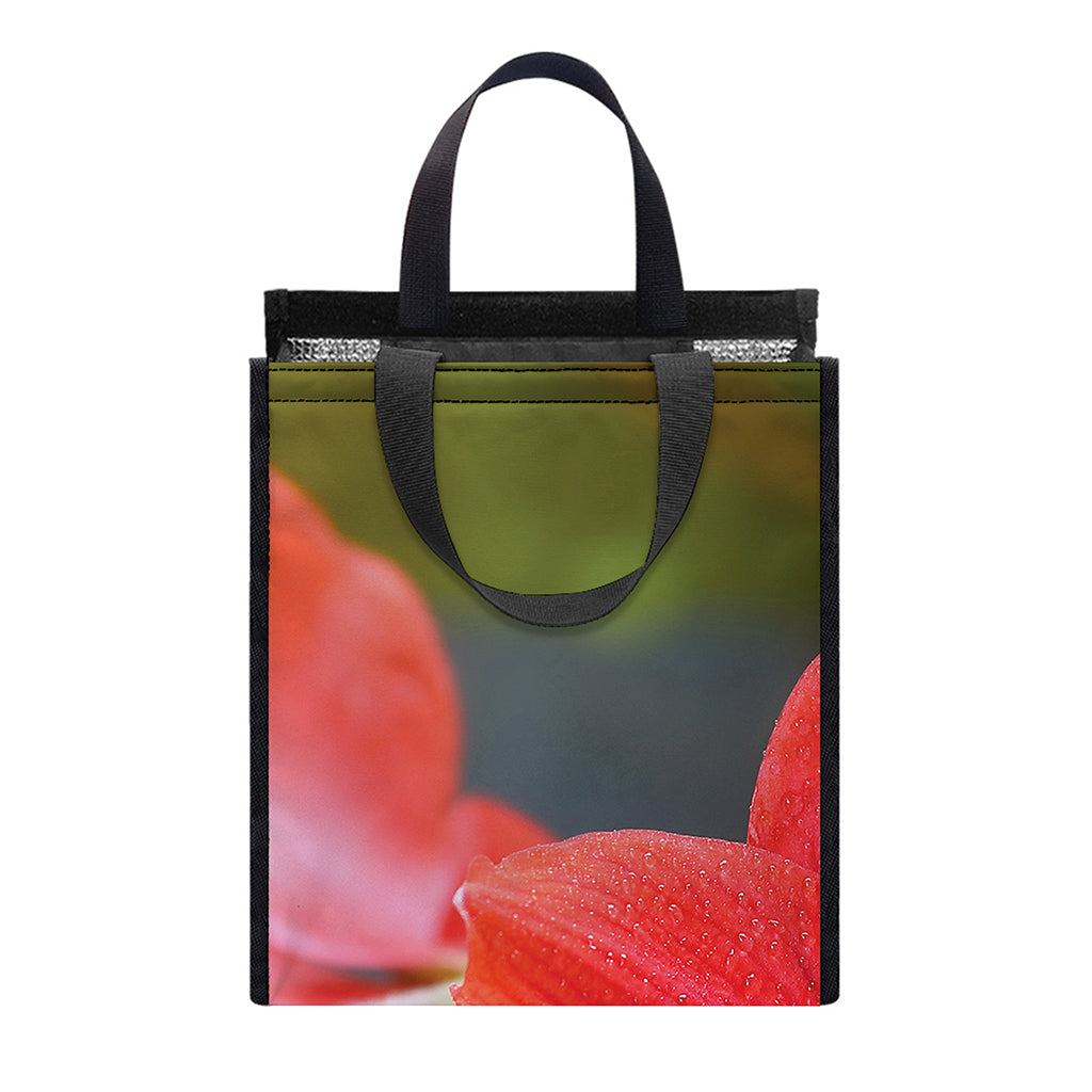 Blooming Amaryllis Print Insulated Lunch Tote