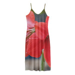 Blooming Amaryllis Print Jersey Midi Cami Dress