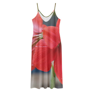 Blooming Amaryllis Print Jersey Midi Cami Dress