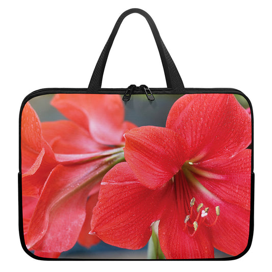 Blooming Amaryllis Print Laptop Sleeve With Handle