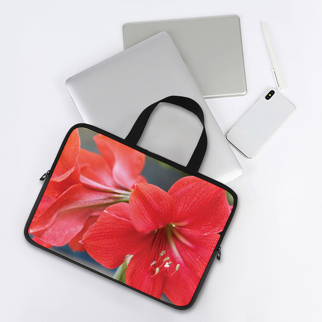 Blooming Amaryllis Print Laptop Sleeve With Handle