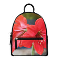 Blooming Amaryllis Print Leather Backpack