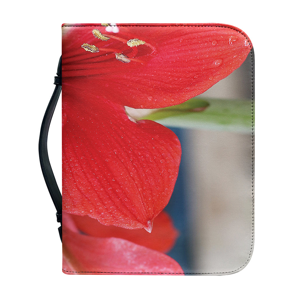 Blooming Amaryllis Print Leather Bible Cover