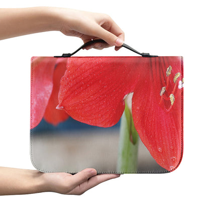 Blooming Amaryllis Print Leather Bible Cover