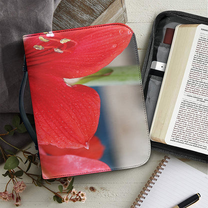 Blooming Amaryllis Print Leather Bible Cover