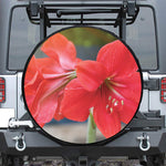 Blooming Amaryllis Print Leather Spare Tire Cover