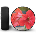Blooming Amaryllis Print Leather Spare Tire Cover