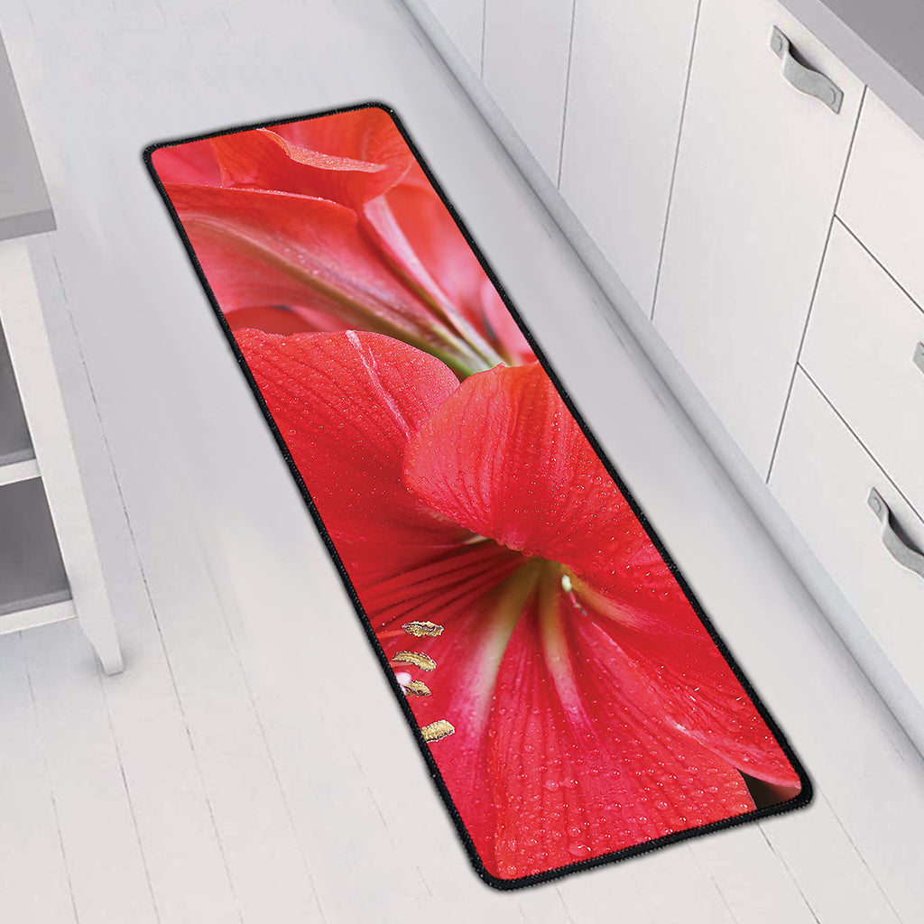 Blooming Amaryllis Print Long Kitchen Mat