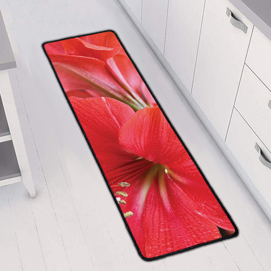 Blooming Amaryllis Print Long Kitchen Mat