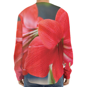 Blooming Amaryllis Print Long Sleeve Baseball Jersey