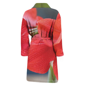 Blooming Amaryllis Print Men's Bathrobe