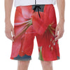 Blooming Amaryllis Print Men's Beach Shorts