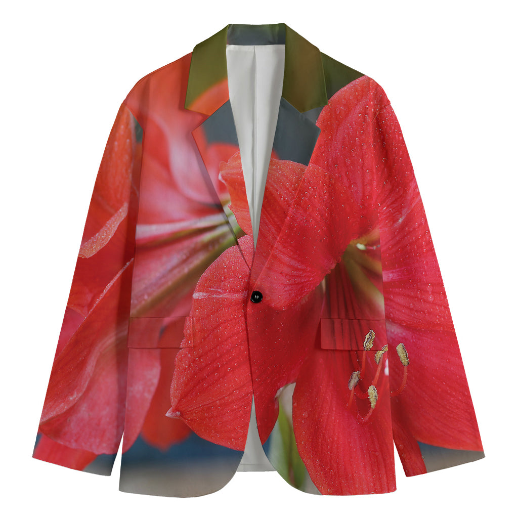 Blooming Amaryllis Print Men's Blazer