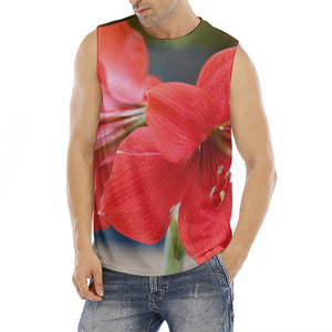 Blooming Amaryllis Print Men's Fitness Tank Top