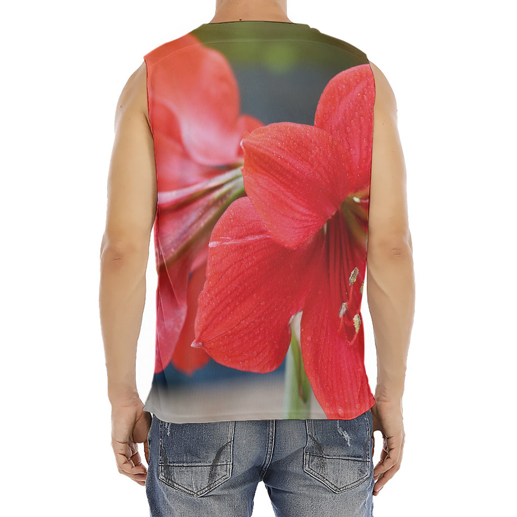 Blooming Amaryllis Print Men's Fitness Tank Top