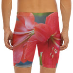 Blooming Amaryllis Print Men's Long Boxer Briefs