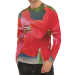 Blooming Amaryllis Print Men's Long Sleeve Rash Guard