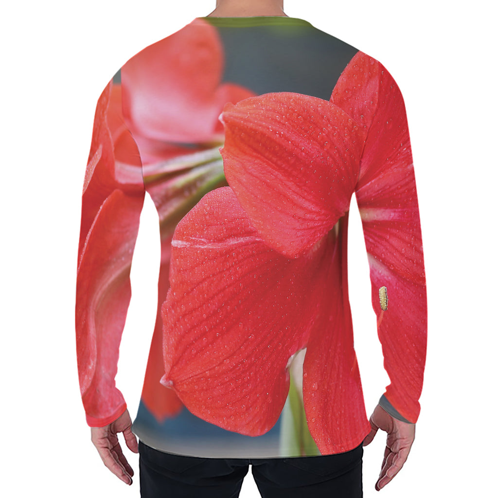 Blooming Amaryllis Print Men's Long Sleeve T-Shirt