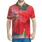 Blooming Amaryllis Print Men's Polo Shirt