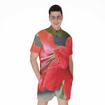Blooming Amaryllis Print Men's Rompers