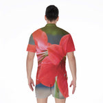 Blooming Amaryllis Print Men's Rompers