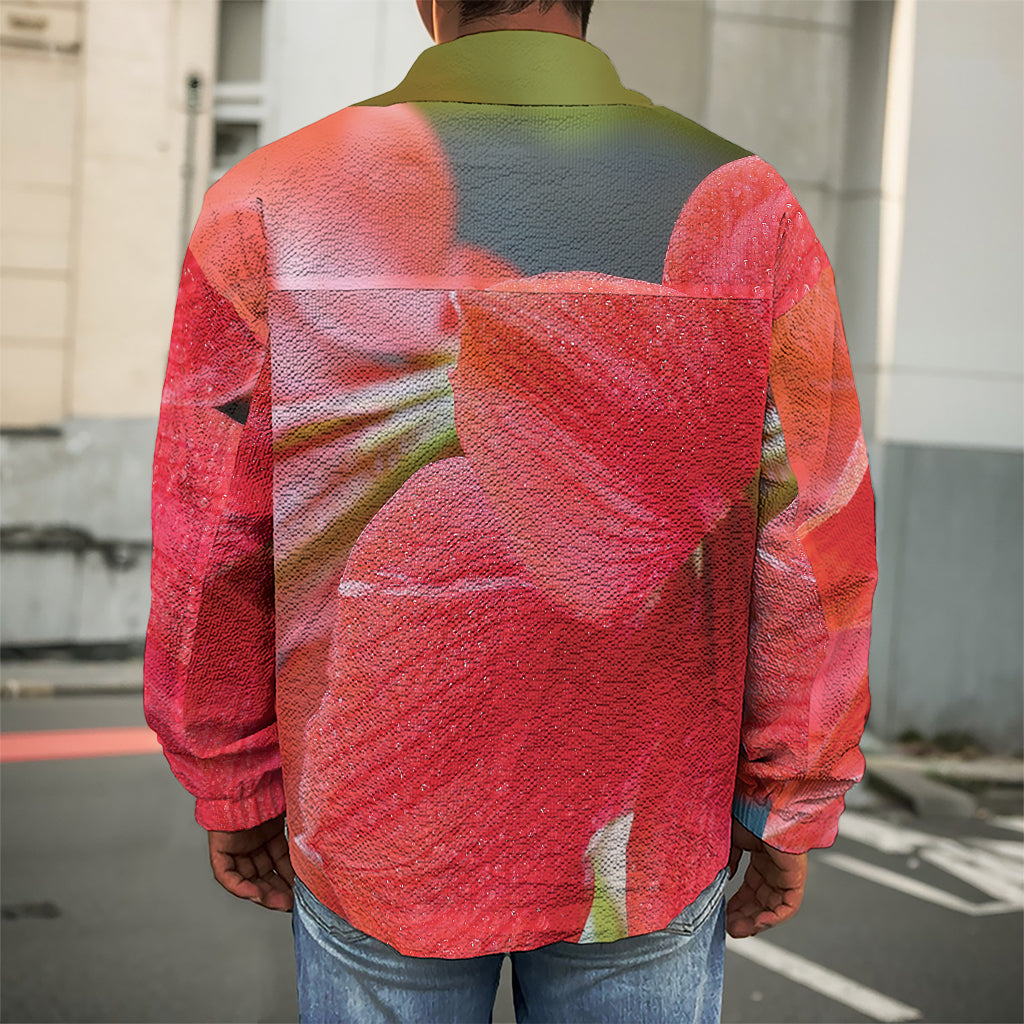 Blooming Amaryllis Print Men's Shirt Jacket