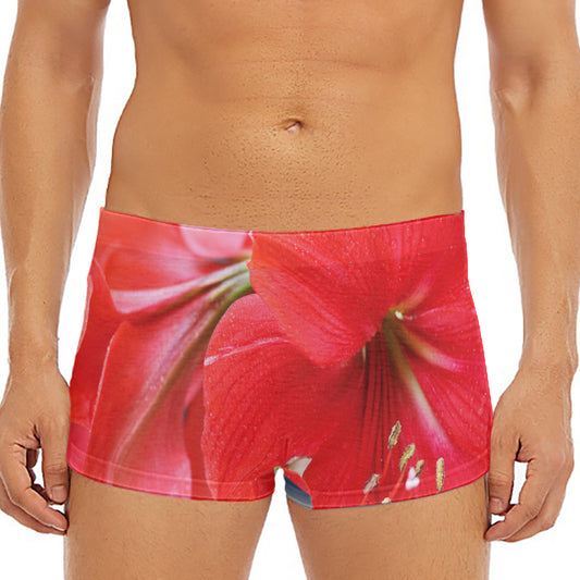 Blooming Amaryllis Print Men's Short Boxer Briefs