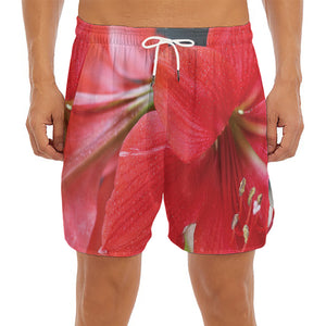 Blooming Amaryllis Print Men's Split Running Shorts