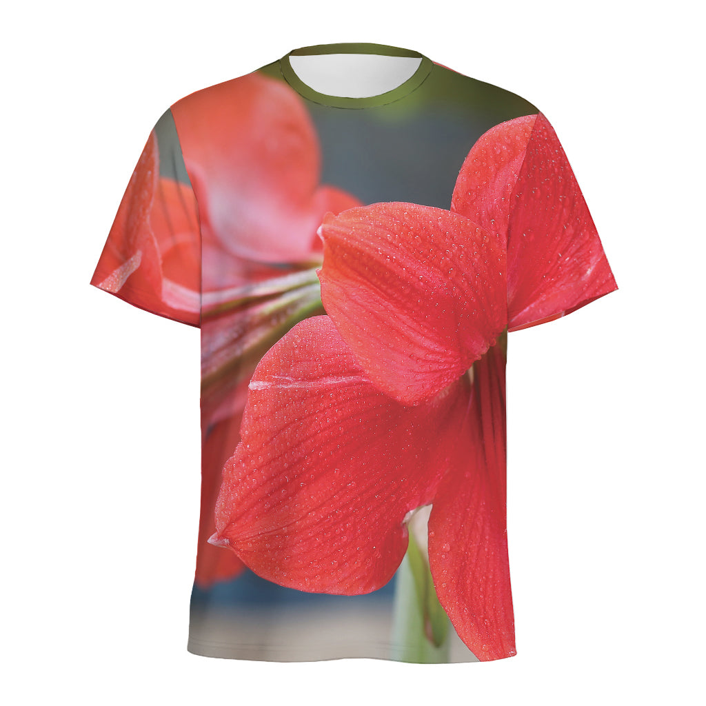 Blooming Amaryllis Print Men's Sports T-Shirt