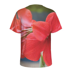 Blooming Amaryllis Print Men's Sports T-Shirt