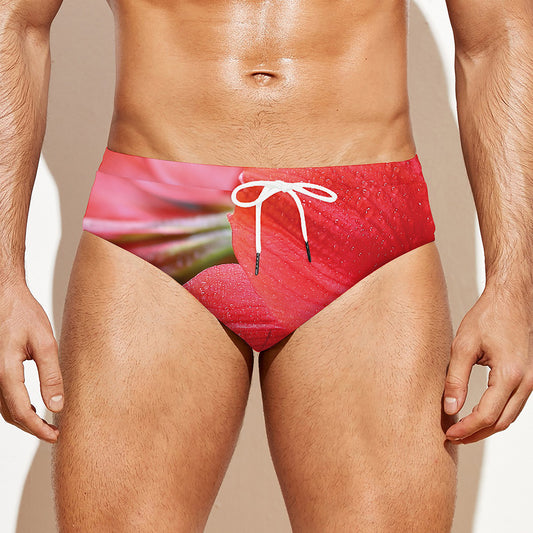 Blooming Amaryllis Print Men's Swim Briefs