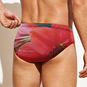 Blooming Amaryllis Print Men's Swim Briefs