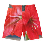 Blooming Amaryllis Print Men's Swim Trunks