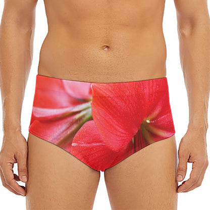 Blooming Amaryllis Print Men's Triangle Swim Briefs
