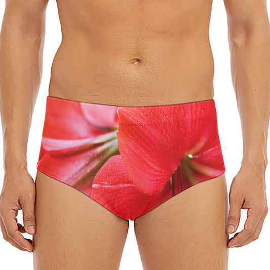 Blooming Amaryllis Print Men's Triangle Swim Briefs