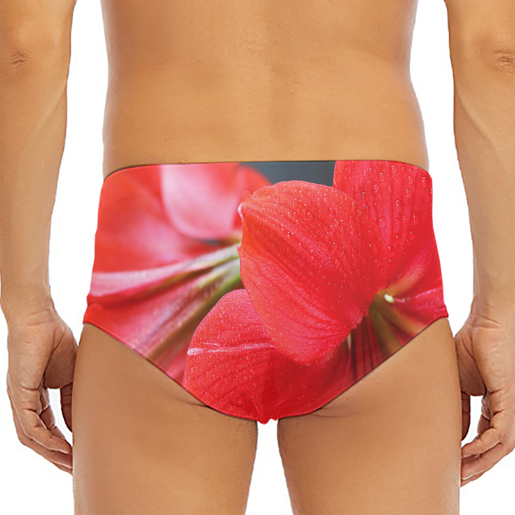 Blooming Amaryllis Print Men's Triangle Swim Briefs