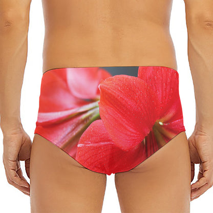 Blooming Amaryllis Print Men's Triangle Swim Briefs