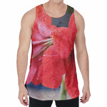 Blooming Amaryllis Print Men's Velvet Tank Top