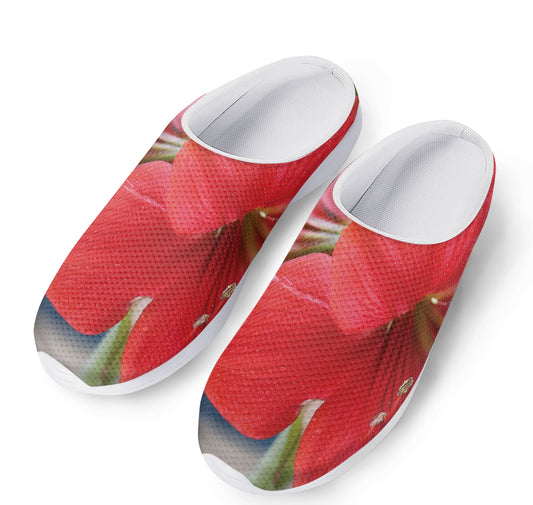 Blooming Amaryllis Print Mesh Casual Shoes
