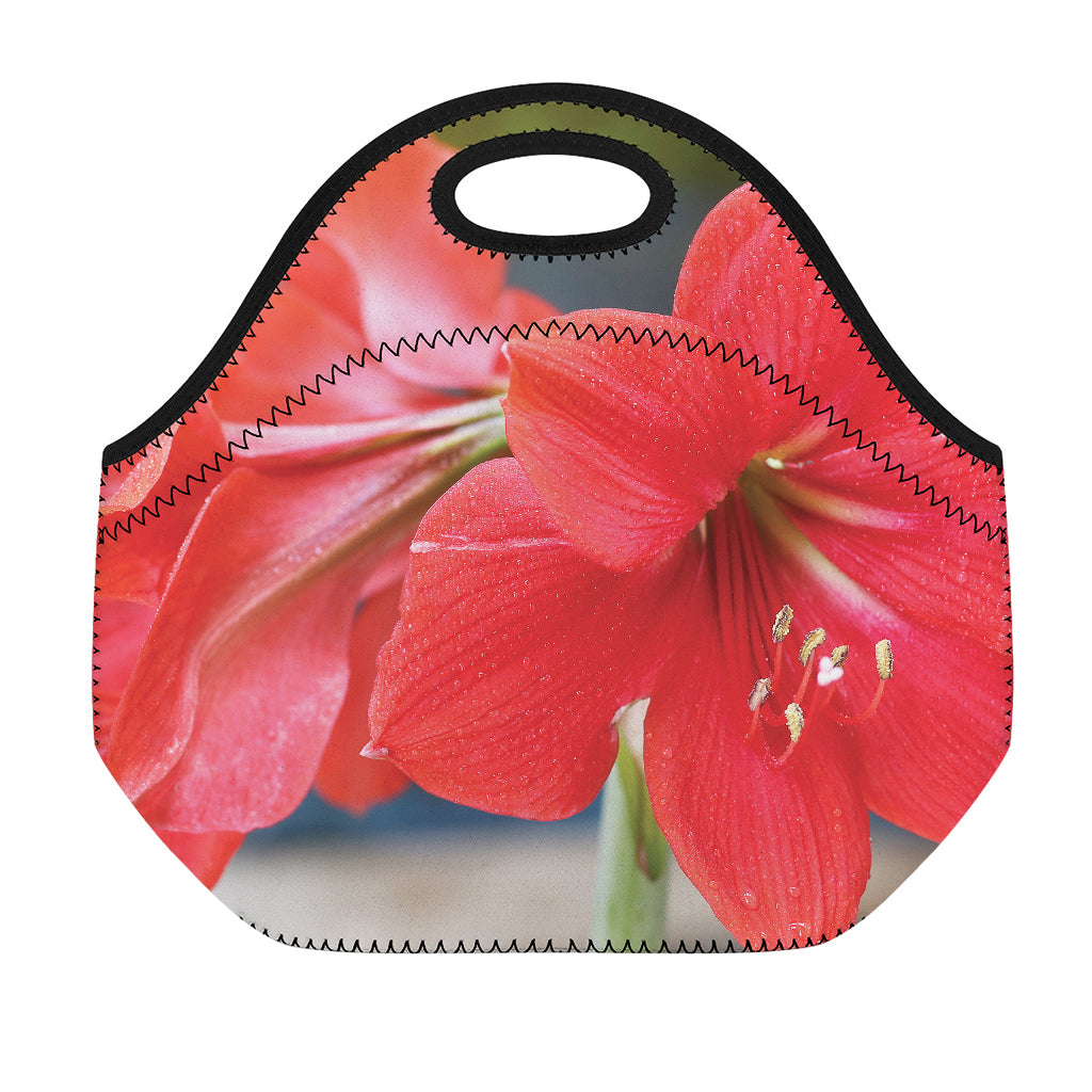 Blooming Amaryllis Print Neoprene Lunch Bag
