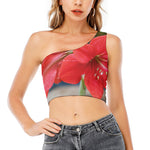 Blooming Amaryllis Print One Shoulder Crop Top