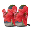 Blooming Amaryllis Print Oven Mitts