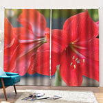 Blooming Amaryllis Print Pencil Pleat Curtains