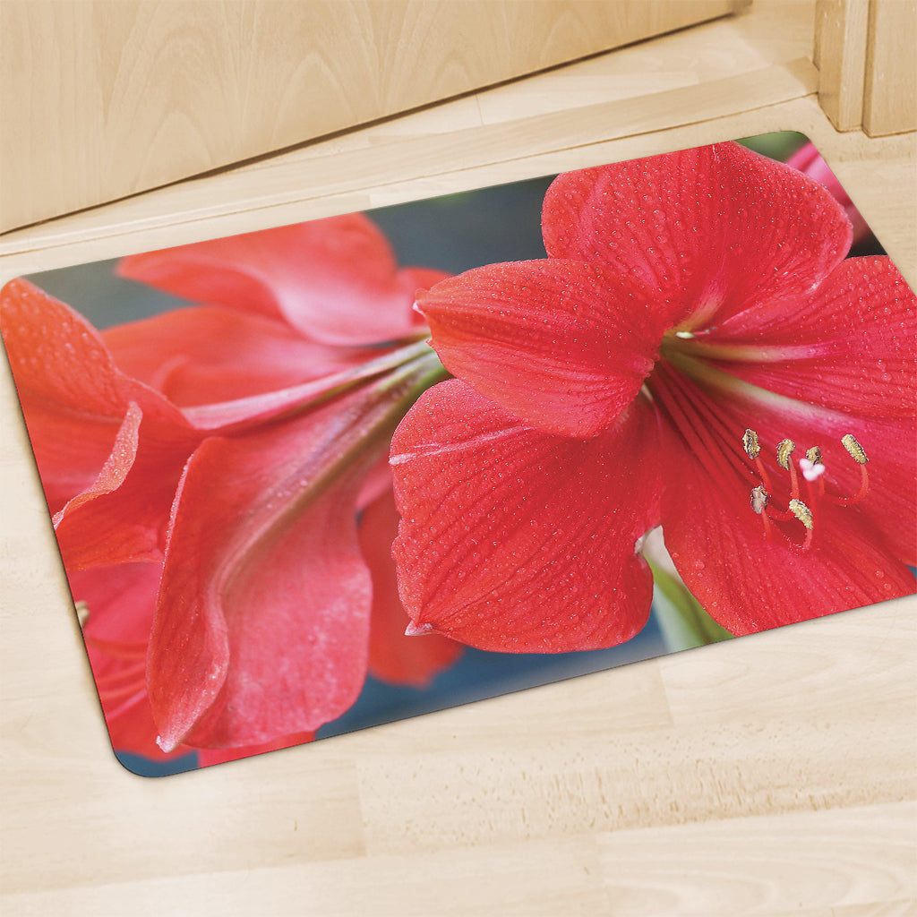 Blooming Amaryllis Print Polyester Doormat