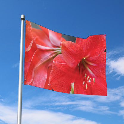 Blooming Amaryllis Print Polyester Flag