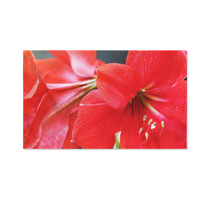 Blooming Amaryllis Print Polyester Flag