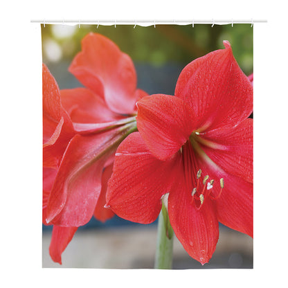 Blooming Amaryllis Print Polyester Shower Curtain