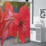 Blooming Amaryllis Print Premium Shower Curtain