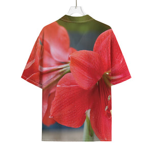 Blooming Amaryllis Print Rayon Hawaiian Shirt